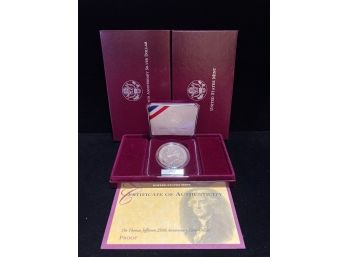 1993 US Mint Thomas Jefferson 250th Anniversary Silver Proof Dollar