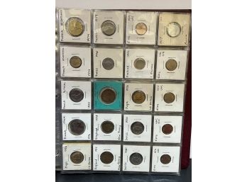 Binder Of Labeled Foreign Coins & Currency - 100 Coins Total - 11 Notes