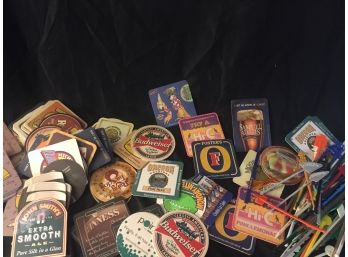 Vintage Advertising Paper Coasters And Drink Stirs