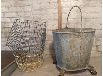 Vintage Items, Extra Large Mop Bucket-all Would Make Great Planters!