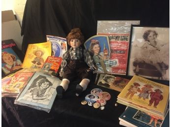 Large Shirley Temple Collectibles, Pins, Paper Dolls, SHEET MUSIC