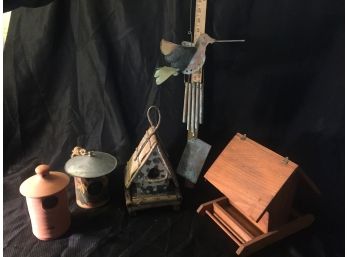 Copper Windchime And Bird House Variety