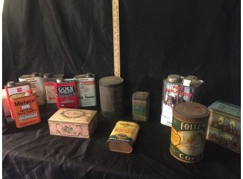 Vintage Tins, Foltz Coffee, Folgers, Western's Wax, Vermont Maple Syrup, Black Powder And More