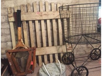Wooden Gate, Laundry Cart-for Decorative Purposes