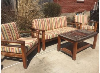 4 Piece Teak Lawn Furniture Set W/ Cushions, Very Sturdy - Greendale Pick Up