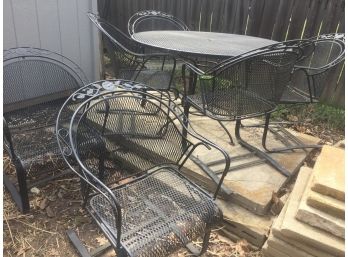 Wrought Iron Patio Set, 6 Chairs & Table, Very Sturdy, Great Condition - Greendale Pick Up