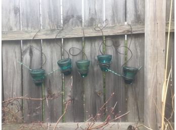 Outdoor Candle Holders Made With Vintage Insulators And Copper, Very Unique - Greendale Pick Up