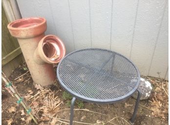 Concrete Pipe-planter With Wrought Iron Table - Greendale Pick Up