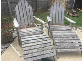Pair Of Adirondack Teak Chairs W/cushions Greendale Pick Up