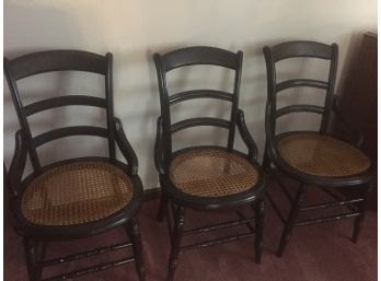 3 Antique Cane Chairs, 1 Damaged  - Aurora Pickup