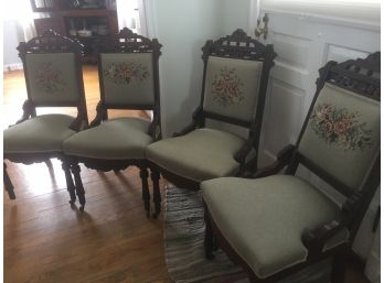 Set Of 4 Embroidered Antique Victorian Chairs - Greendale Pick Up