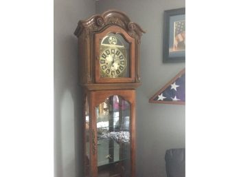 Grandfather Clock With Display Cabinet, With Key