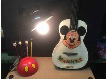 Vintage Mousegetar And Mickey Desk Lamp