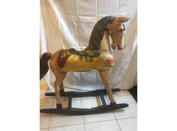 Vintage Wooden Rocking Horse, Very Unique And Lots Of Character