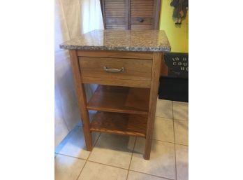 Marble Top And Oak, Cutting Area/ Island/ Microwave Stand