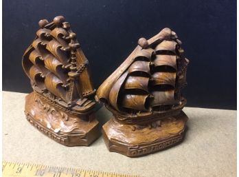 Vintage Old Ironside Ceramic Heavy Duty Bookends
