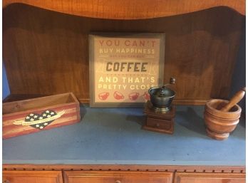 Vintage Manual Coffee Grinder And Country Assortment