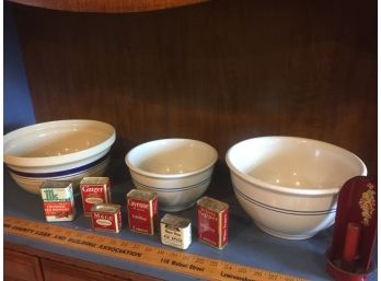Vintage Spice Containers And Mixing Bowls