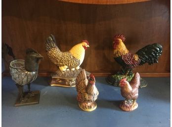 Rooster And Hen Cast Iron Door Stops And Chicken Variety