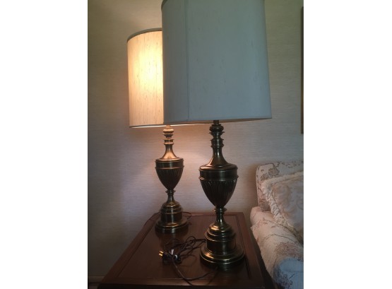 Pair Of Heavy Brass Lamps