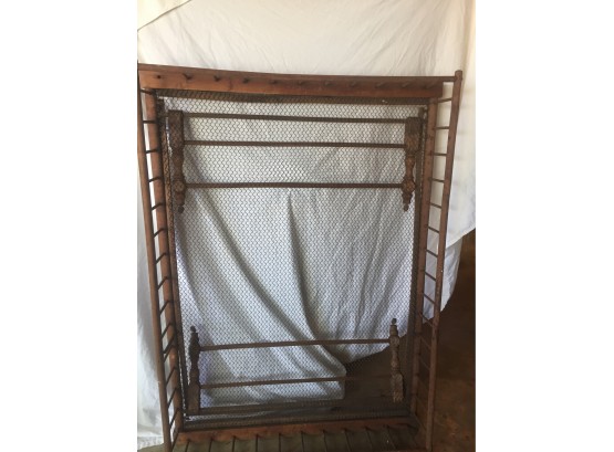 Antique Baby Bed Frame Made Into A Display To Hang Items