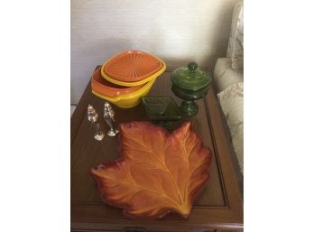 Vintage Tupperware And Colored Glass