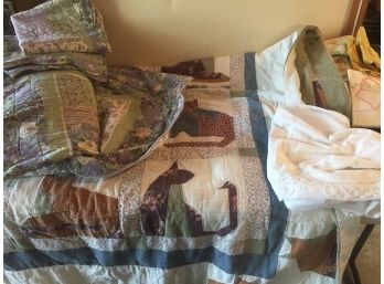2 Beautiful Quilts ,queen, And  Vintage Pillow Cases