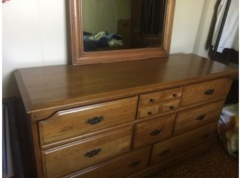 Wooden Long Dresser W/ Mirror