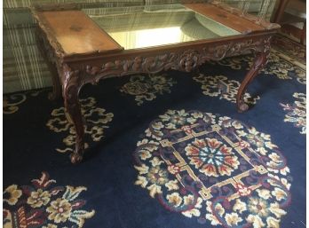 Antique Table With Mirrored Top And Inlaid Wood  - RISING SUN PICK UP