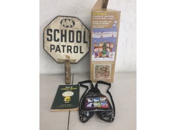 Vintage Peanuts Book, Vintage Crossing Guard Sign And More