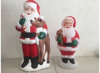 2 Vintage Santa Blow Molds