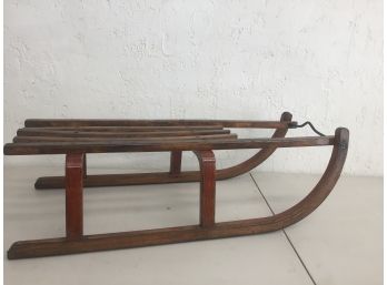 Child's Wooden Sled With Metal Runners