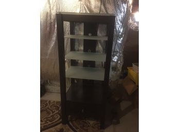 Wood And Frosted Glass Entertainment Console/ Shelf