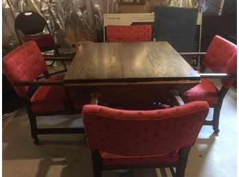 Vintage 1970's Table With Side Drop Leaves, Round To Square,