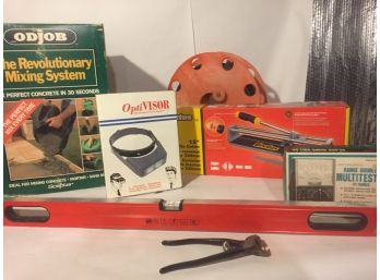 Tool Assortment, Level, Cement Mixer, Tile Cutter, And More