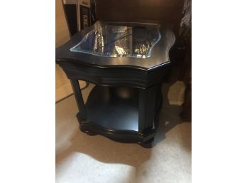 2 Black Wood And Glass Side Tables