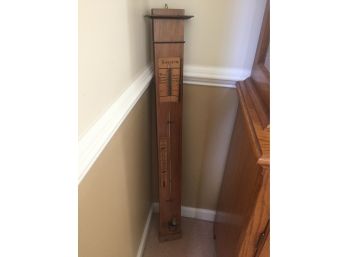 Antique Mercury Wood And Copper Barometer