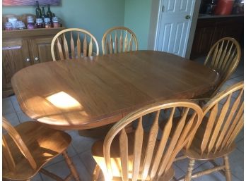 Oak Pedestal Table With 6 Chairs