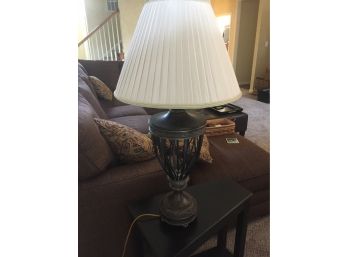 Pair Of Heavy Metal Lamps With Shades