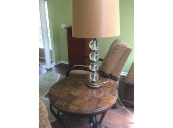 Round Metal Base Table W Heavy Glass Lamp, From Bassett