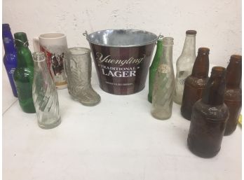 Vintage Bottles And Ice Bucket