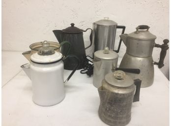 Vintage Coffee Pot Assortment- Enamel, Aluminum And More