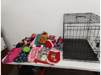 Dog Cage And Large Assortment Of Dag Ware- Size Small