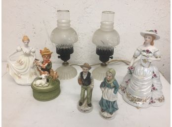Figurines And Hurricane Lamps