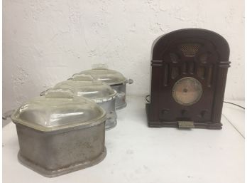 3 Vintage Aluminum Guardian Ware- Thomas Vintage Look Radio