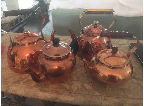 Vintage Copper Tea Kettle Assortment
