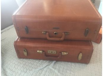 2 Vintage Leather Suitcases