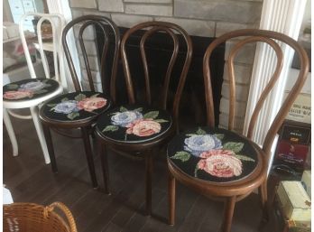 4 Vintage Parlor Chairs, With Wooden Seats