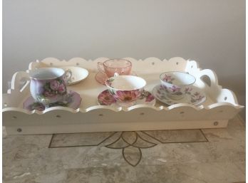 Tea Cups And Saucers With Serving Tray/ Be Table, Stechcol, Woodbine And More