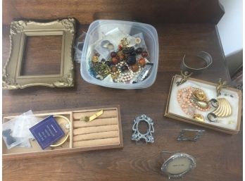 Ladies Dresser Assortment, Costume Jewelry Frames And More